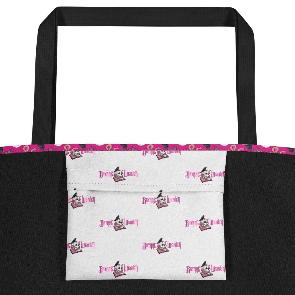 Pink BW Large Tote Bag