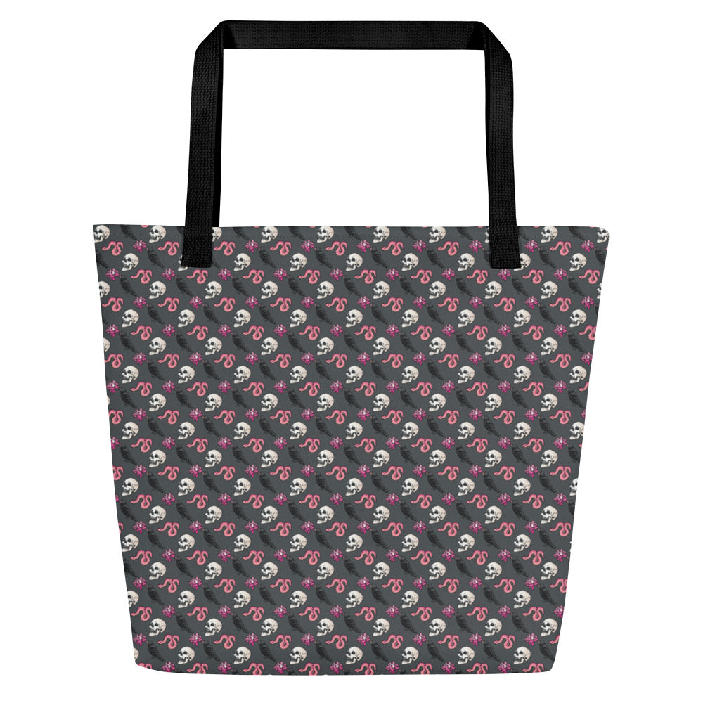 Grey BW Large Tote Bag