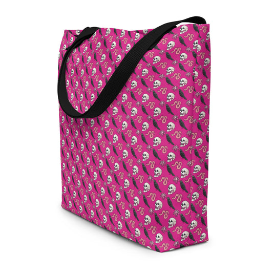 Pink BW Large Tote Bag