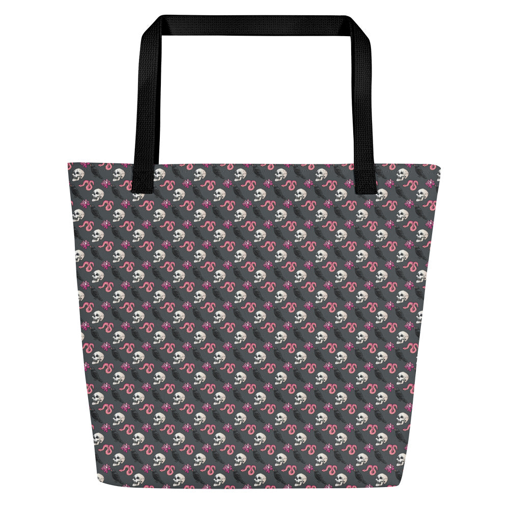 Grey BW Large Tote Bag