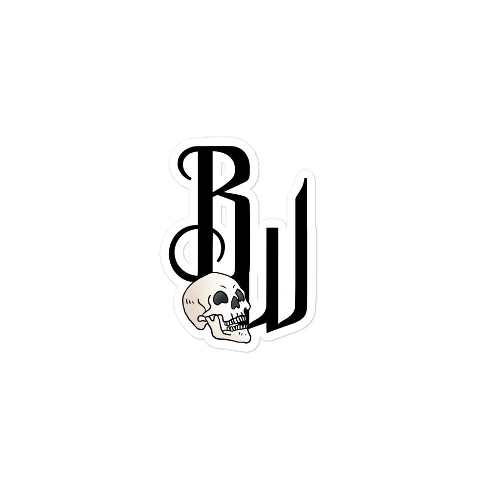 BW Skull sticker 3inx3in