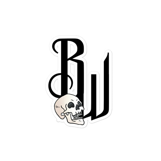 BW Skull sticker 4inx4in